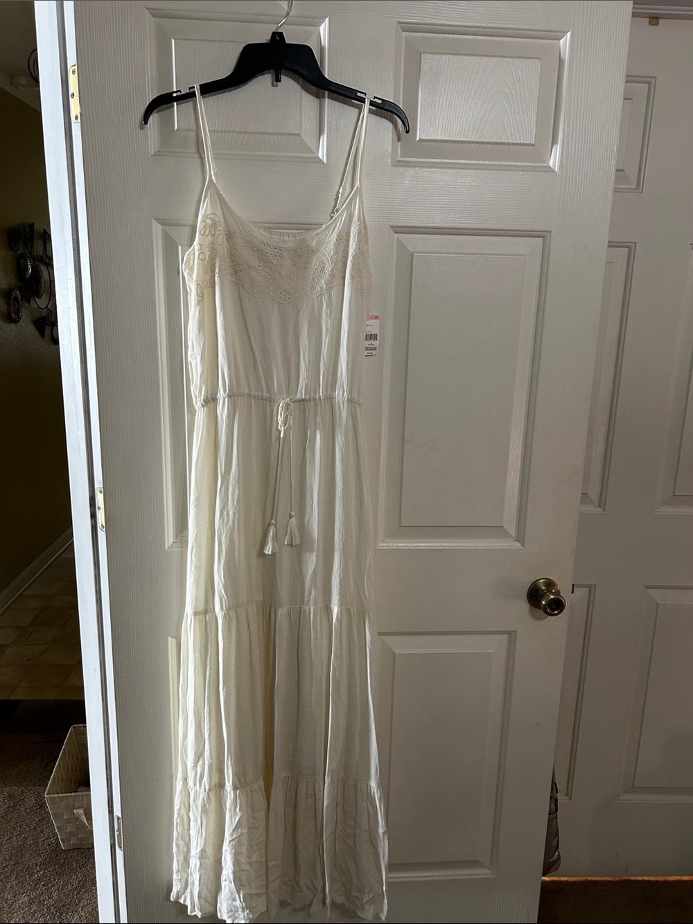 Simply Styled Cream Lace-Trim Maxi Dress with Tassel Tie